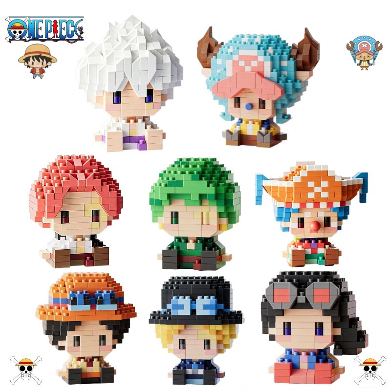 ONE PIECE Sun God Nika Luffy Micro Building Block Chopper Ace Buggy 3D Anime Model Assembly Mini Bricks Figure Toys For