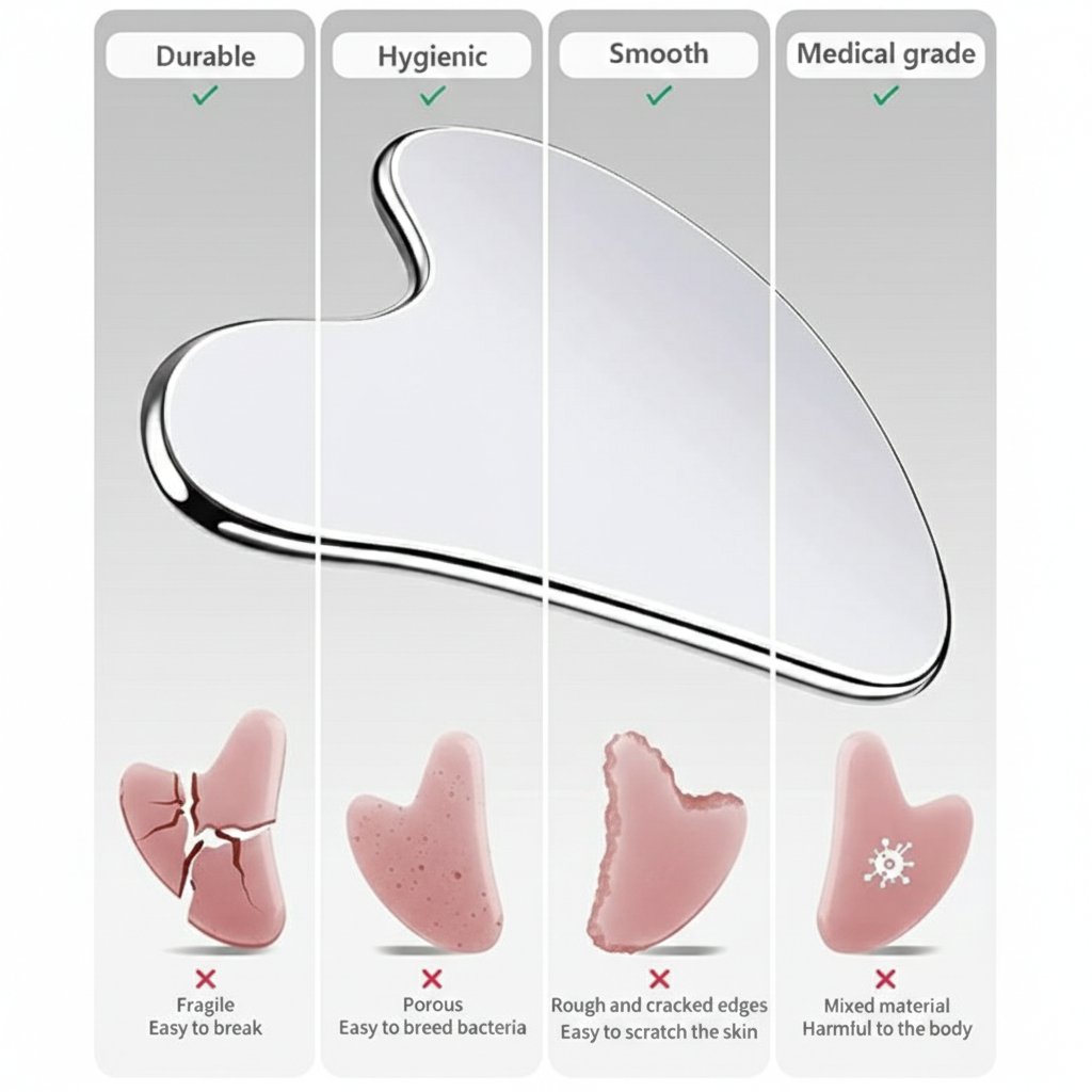 Gua Sha Facial Tool Stainless Steel Guasha Scraping Massage Scraper Face Massager Gua Sha Board Beauty Skin Care