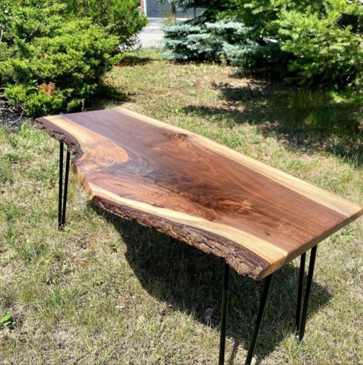 Live Edge Console Table 4ft  30 Inch Height Hairpin Legs  Solid Wood Entryway Table  Natural Wooden Slab  Rustic Hallway Table  Handmade Sofa Back Table for Home Decor