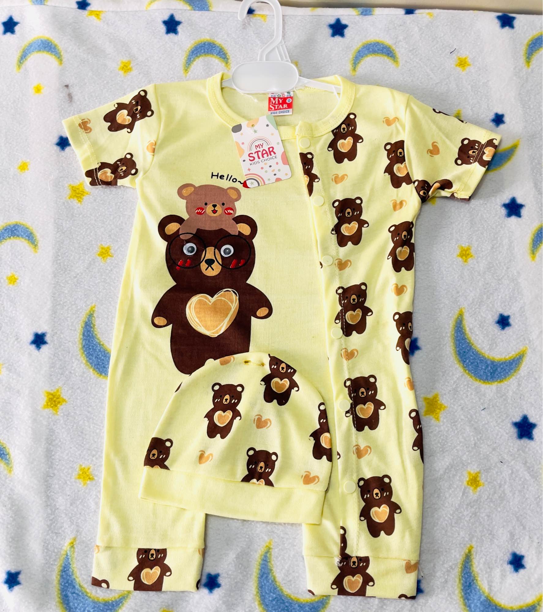 Infant Newborn Baby Baba Romper  Set 2-Piece Romper Cap Size 0-6 Months Stuff Summer Wear Fabric Premium Quality