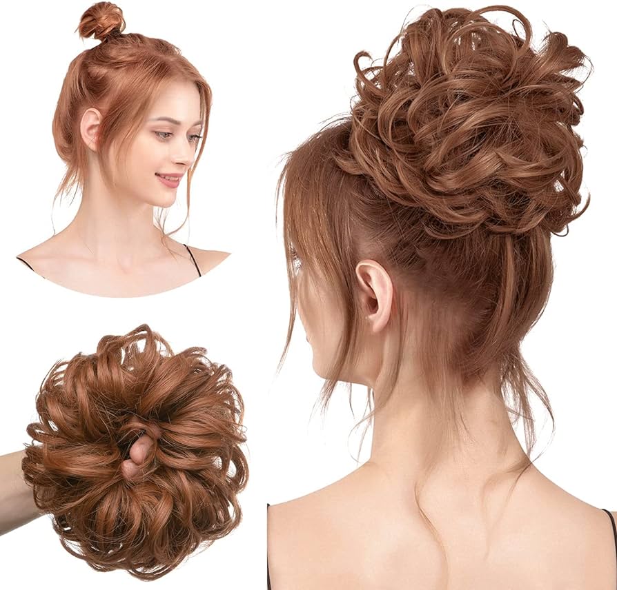 Dark Brown Hair Bun Extension Synthetic Hairpiece Clip In Messy Curly Bun Hair Accessory Women Girls Elegant Hair Accessory Easy To Use Comfortable Lightweight Adjustable Size Premium Quality Hairpiece For Parties Weddings Daily Wear