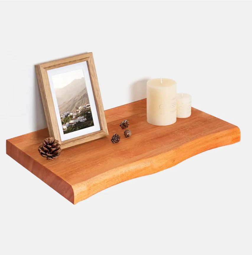 Premium Live Edge Floating Shelf | Custom Size Wooden Wall Mounted Shelf | Rustic Industrial Floating Wall Shelf | Modern Display & Storage Shelf for Living Room, Bedroom, Kitchen & Office