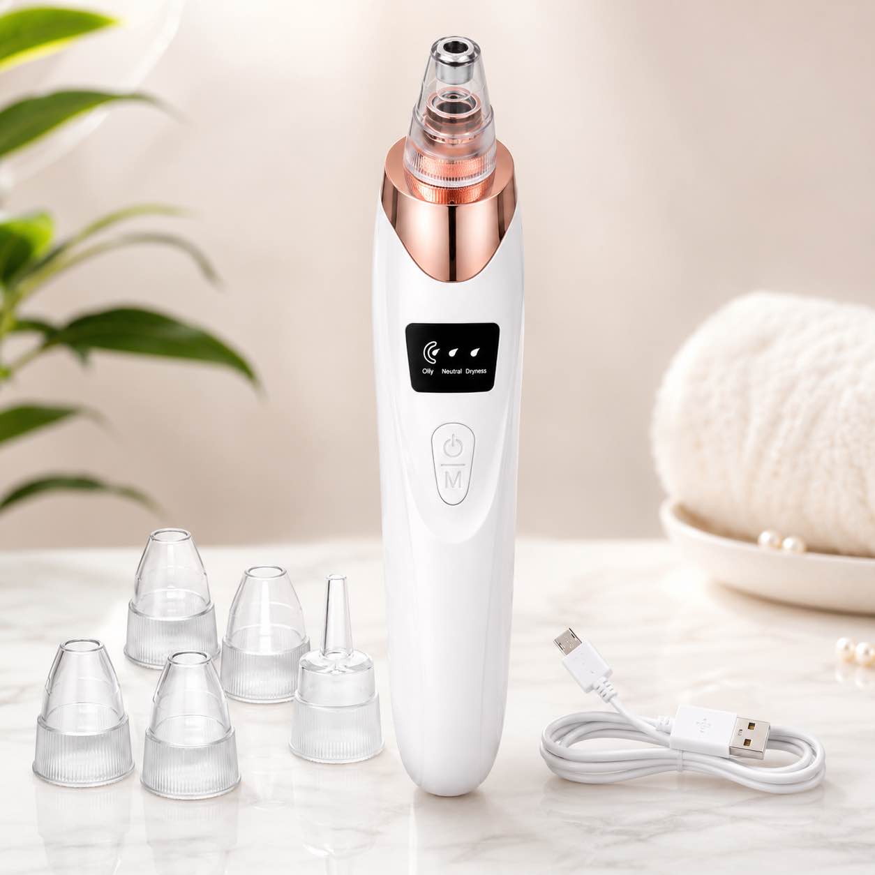 Blackhead Removal Machine Derma Suction 5 In 1 Black Head Remover Machine Acne Pimple Pore Cleaner Vacuum Tool Rechargeable Machine Oil Remover Multi-Functional Skin Care Tools Facial Beauty Device Whitehead Remover Deep face dust Cleaner