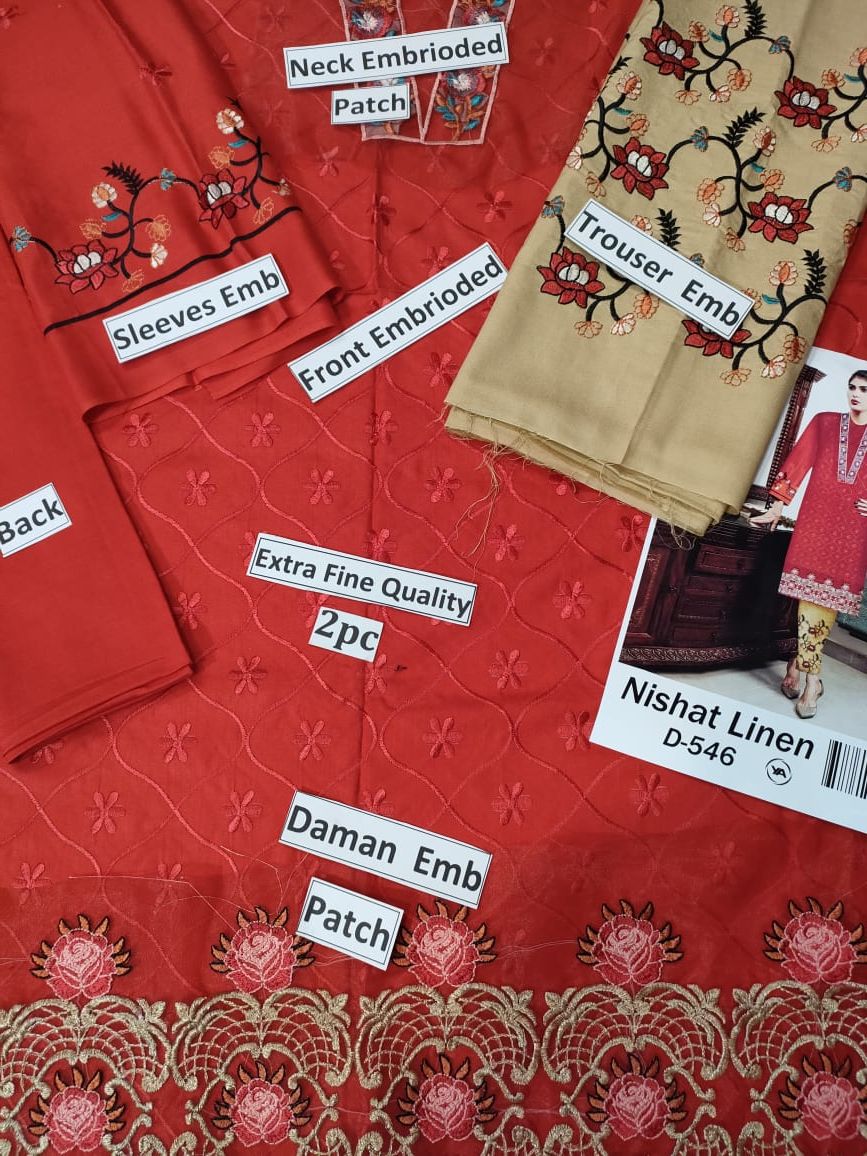 Nishat Linen 2pcs Embrioded unstiched 