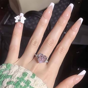 New heart shaped Diamond Finger / Jewelry Pink Heart Eternity Ring Engagement  / Wedding Ring
