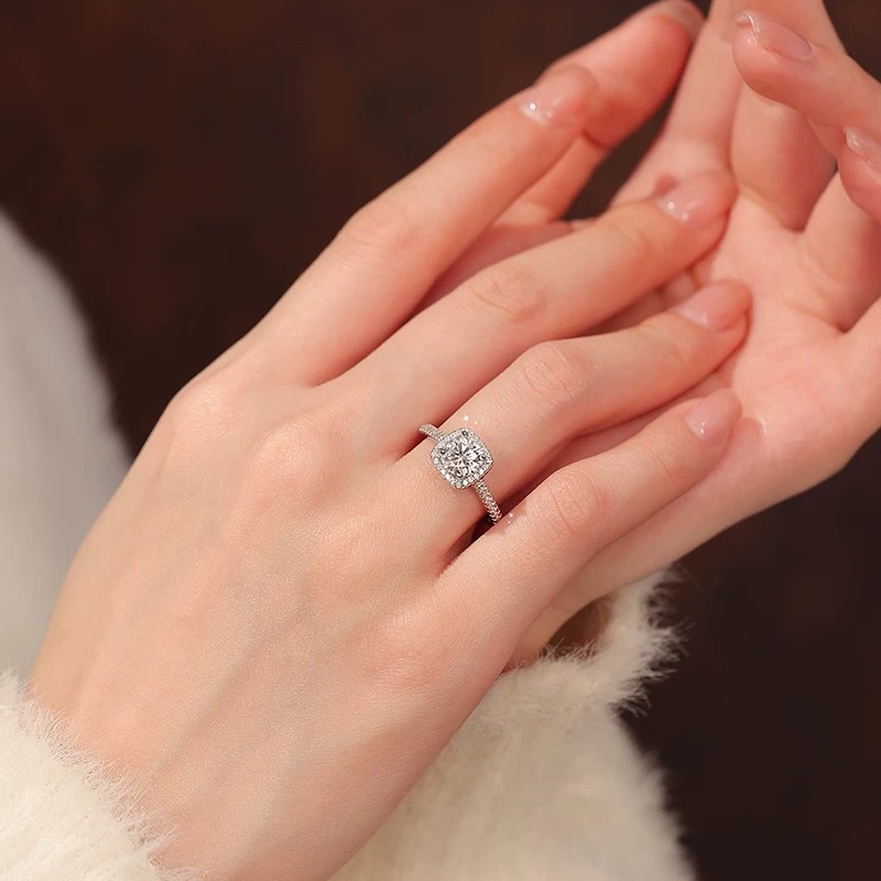 925 Sterling Silver Zircon Adjustable Engagement Rings For Women Wedding Elegant Jewelry Ladies Accessories  R390