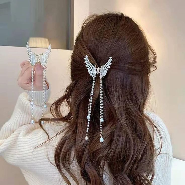 Fancy butterfly Hair Clip Butterfly Pearl Tassel Hair Clip For Girls