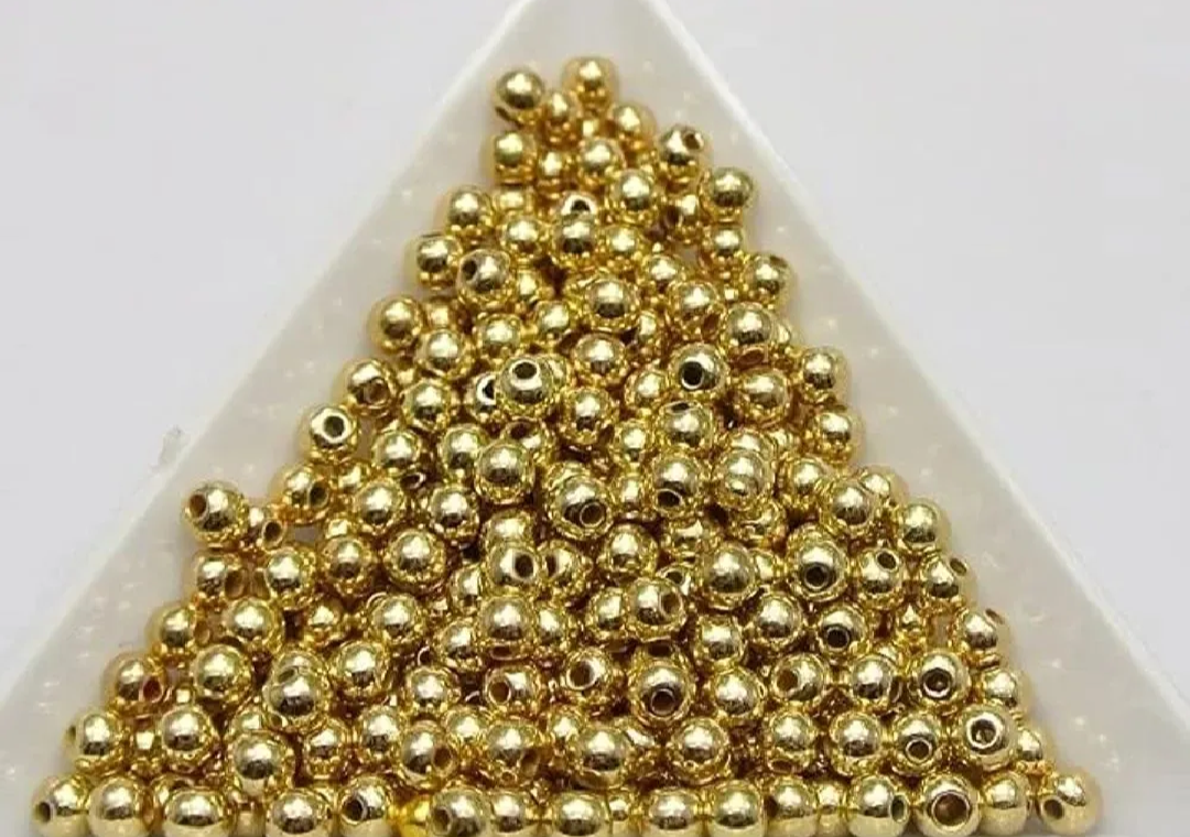 6mm Round Acrylic Golden beads ( Pack of 50/100/200/300/400 Beads) Used in jewellery making | Premium Quality | Golden beads