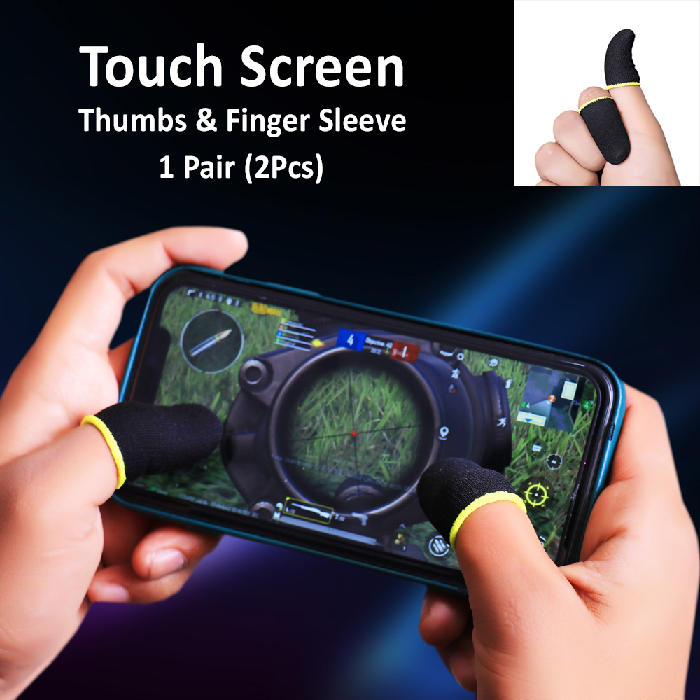 1 Pair (2Pcs) of Mobile Touch Screen PUBG Triggers Fire Button/Anti-Sweat Breathable Thumb Gloves Finger Sleeves For Smooth Gaming Experience Free Size Fits All