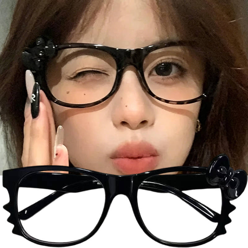 Sweet Girl Leopard Print Frame Glasses Cute Cat Eye Eyeglasses Fashion Retro Eyewear for Women Black Glasses Frame Cosplay Decor