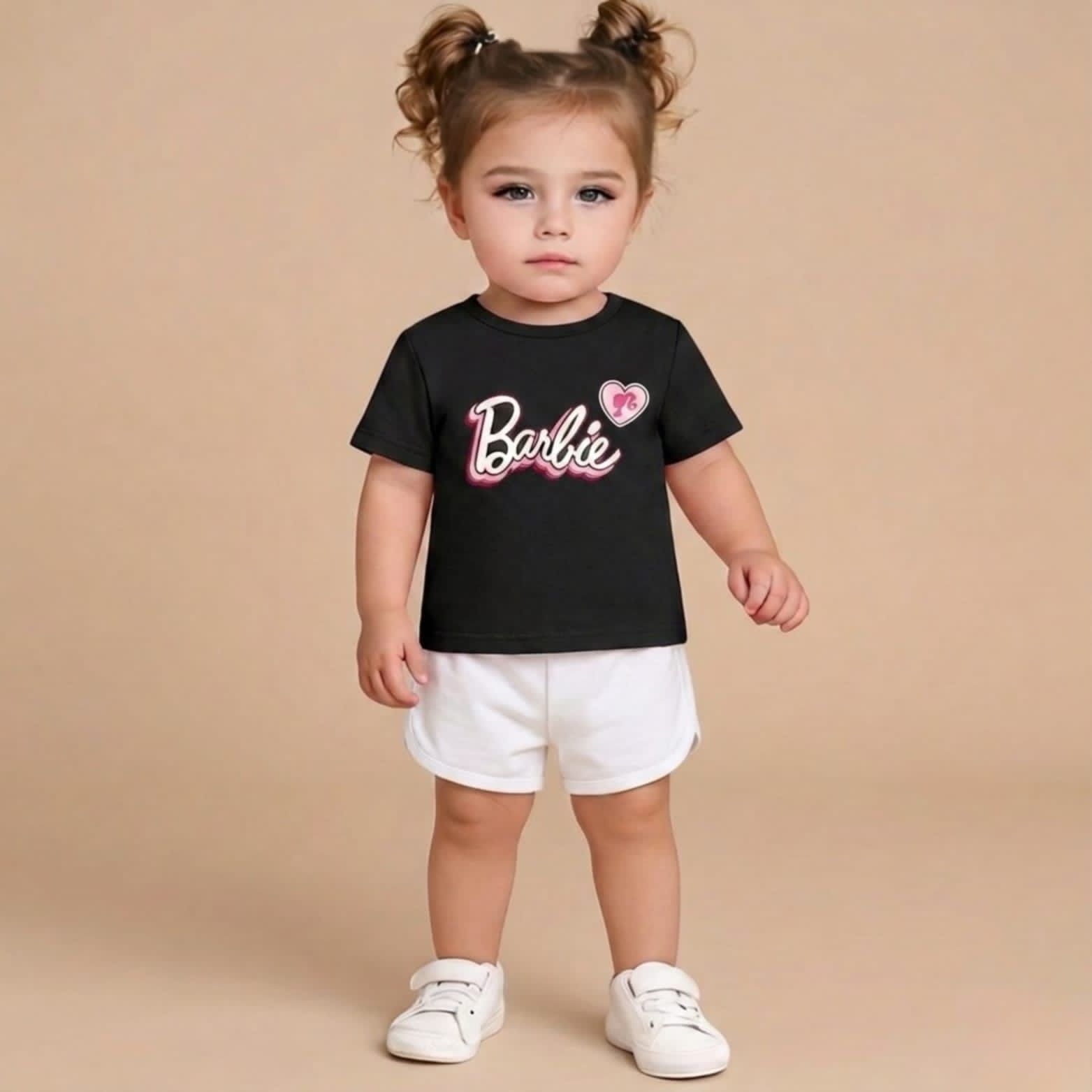 Barbie T-shirt And short Pant For Kids Baby Girls and Boys  Round Neck Short  Sleeves Tee Top's Clothes sets Dresses Outfit Suit Jannat Store