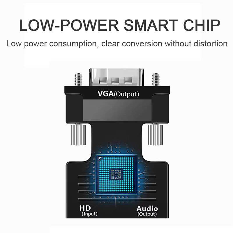 HDMI to VGA Adapter HD 1080P With Audio Cable Converter with 3.5mm Audio Cable for PC Laptop TV Box Computer Monitor Projector