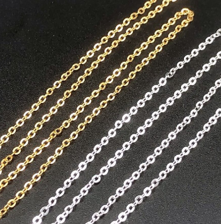 2mm Golden & Steel Silver Chain for Jewelry Making – 2 Yard (gaz) & 5 yard (gaz) – High Quality (Not Stainless Steel) | Deebaj by Maria