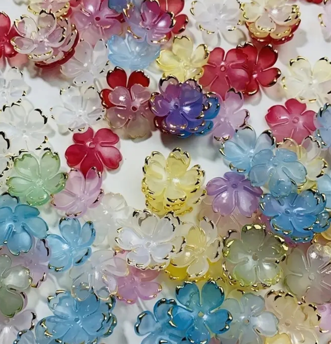 50pcs/100 Pcs  Vibrant Mixed Color Acrylic Flower Beads, 19mm - Ideal for DIY Jewelry & Women's Fashion Accessories Crafting, Charms for Jewelry Making