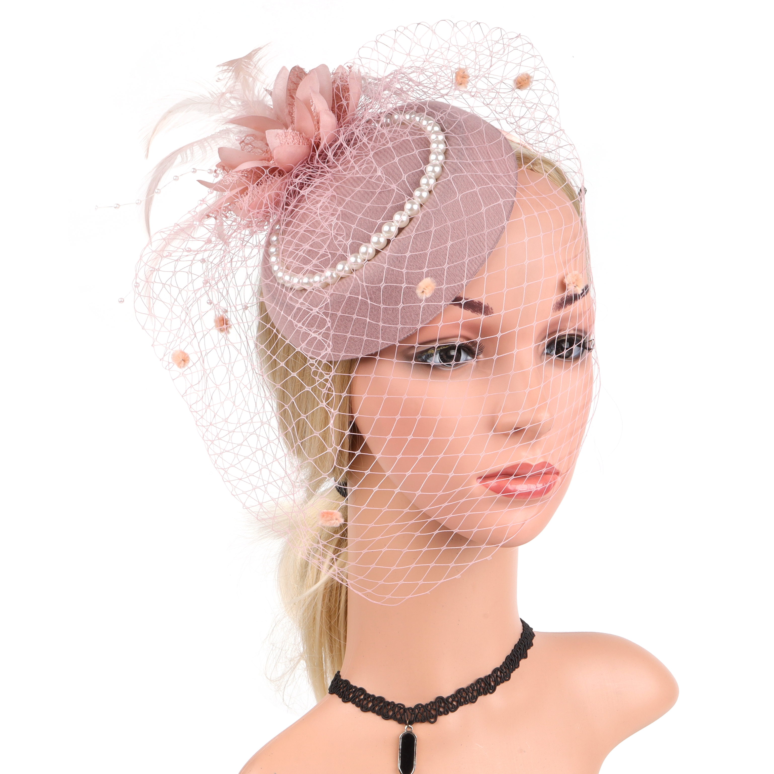 Elegant Fascinators For Women Charming Mesh Feather Headderss Cocktail Tea Party Hairbands Civil Wedding Hat Hair Accessories