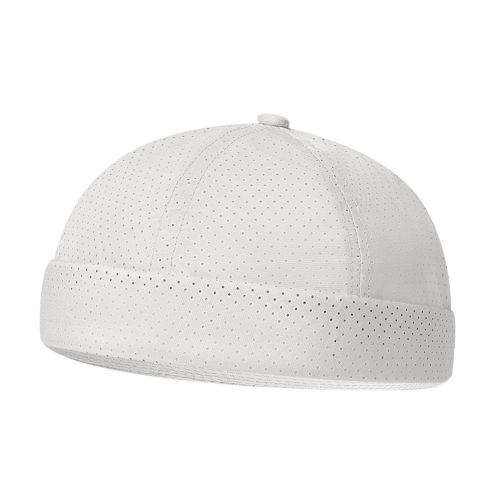 Retro Brimless Docker Cap Quick Drying Adjustable Landlord Hat Solid Color Breathable Skullcap Unisex