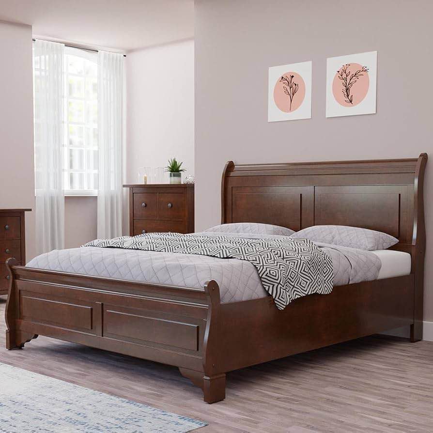 Royaloak Texas American Wooden King Size Bed Without Storage | Solid Wood | Strong Bed Base | Durable and Long Lasting | Rubber Wood | Modern Design | Wooden Bed King Size | Bed King Size | King Bed