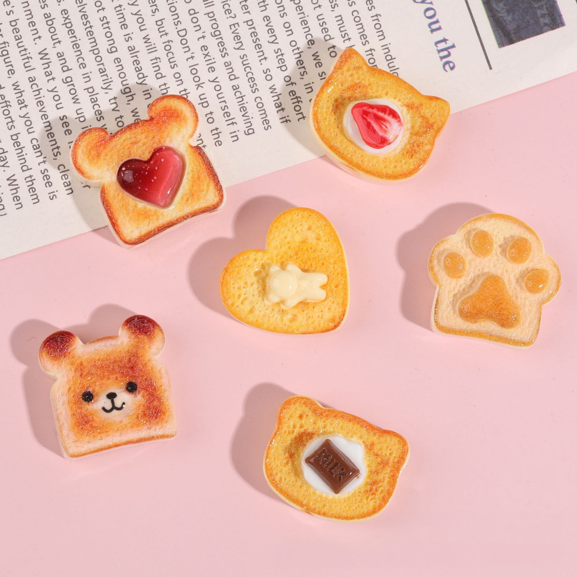 12-Pack Toast Bread Food Series Resin Shoe Charms - Miniature Food Decor for Sandals, Beach Bags & DIY Crafts