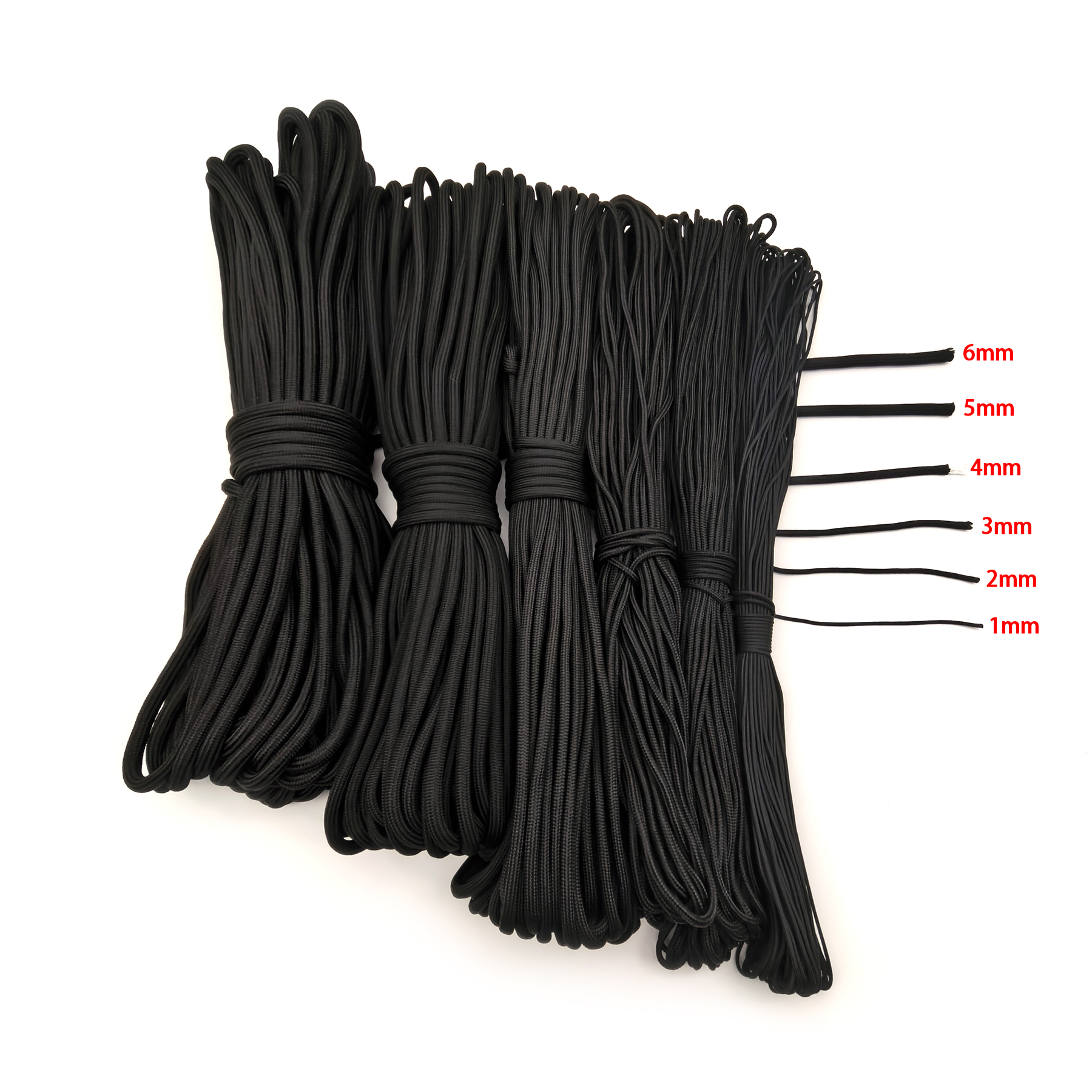 1/2/3/4/5/6mm Diameter Paracord, Parachute Cord Outdoor Gear for Climbing Camping Hiking, DIY Bracelet Jewelry Making Lanyard