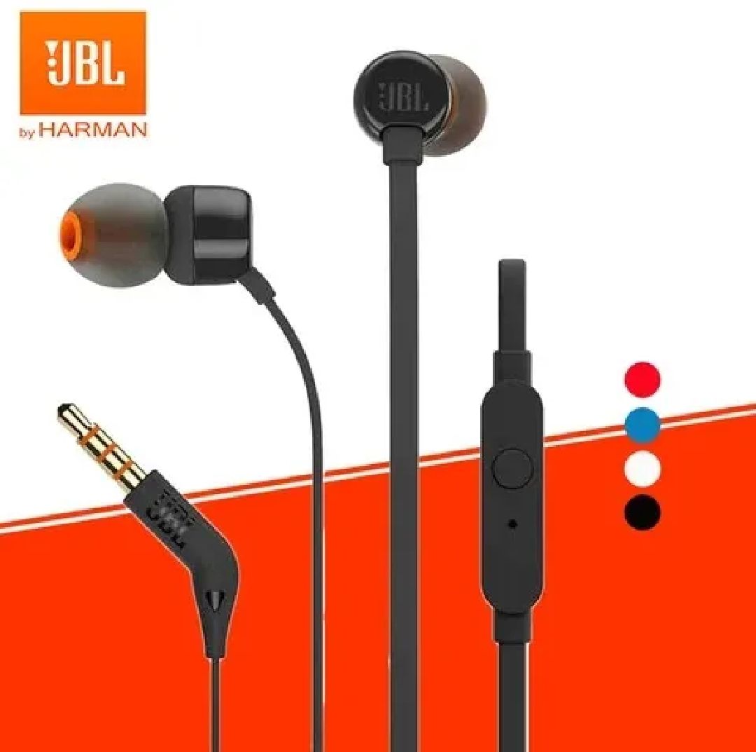 JBL T110 Original 3.5mm Handsfree – Deep Bass Wired Earphones with HD Mic