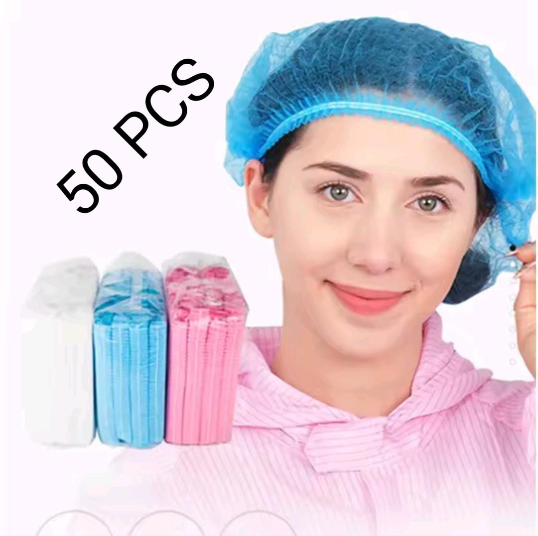 50 PCS, 100 PCS Disposable Bouffant Cap Non Woven Bath Shower Hair Caps for restaurant , Food Service Medical Salon Spa Catering Workspace Head Cover Hat