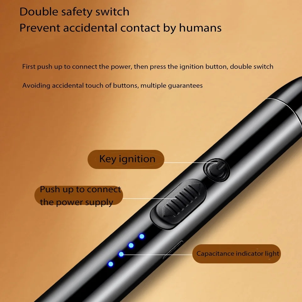 360° Outdoor Kitchen Lighter USB Rechargeable Portable Electronic Lighter Safety Lock Eco-friendly For Candles Gas Stoves