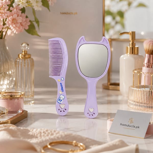 Pink Comb and Mirror Set