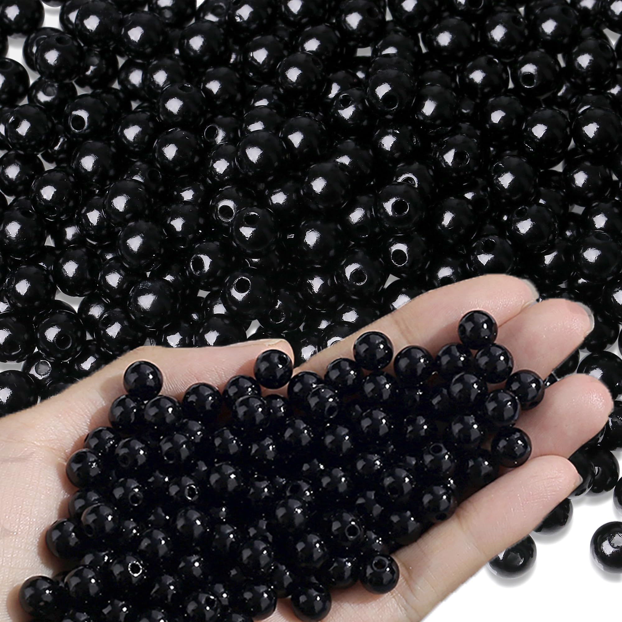 100 Pcs Black Beads 8mm/6mm For Bracelet Making Jewelry Making accessories 8mm Black Glass Beads For Faux Tourmaline Black Beads Bracelet and Jewelry Making Material Buy Online Wholesale DIY for Kids Art Crafts Bracket Making Material By SAMS COLLECTION