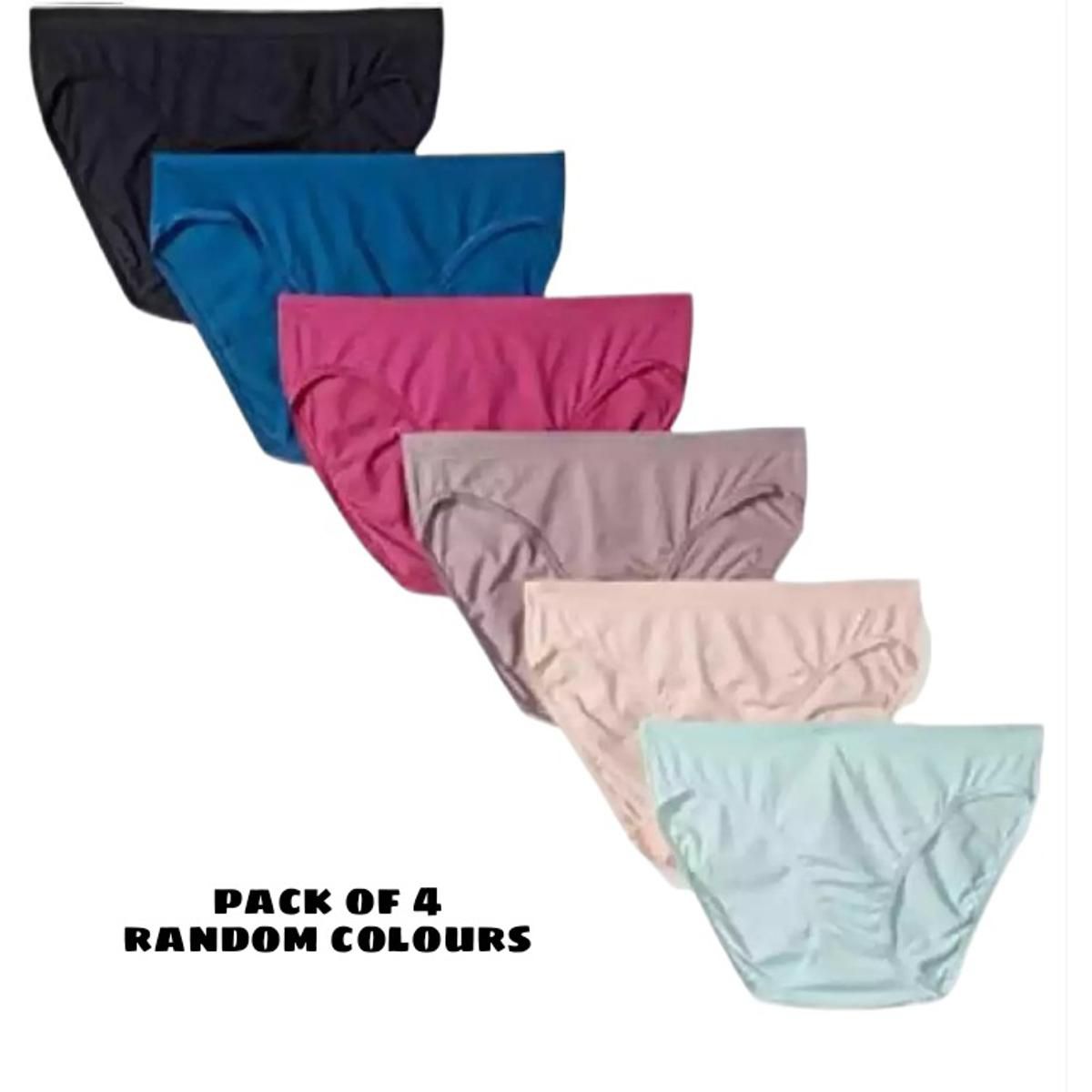 Pack of 4 Soft Cotton Hosiery Underwear for Girls & Women Multicolor Cotton Panties, Comfortable Fit