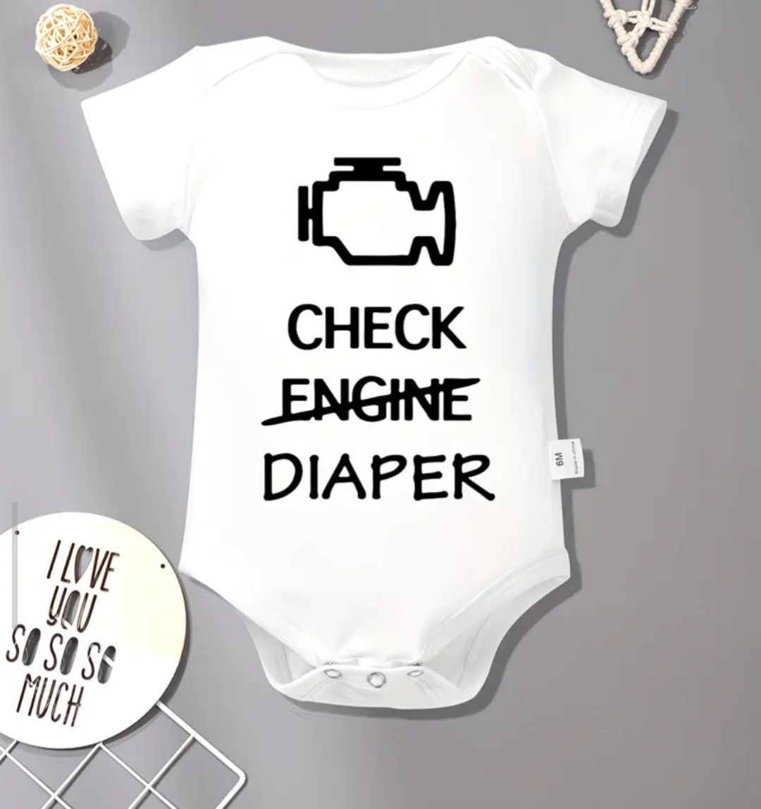 Washable Cotton Rompers For kids jump suit Check Diaper /50% mommy / Milk meter
