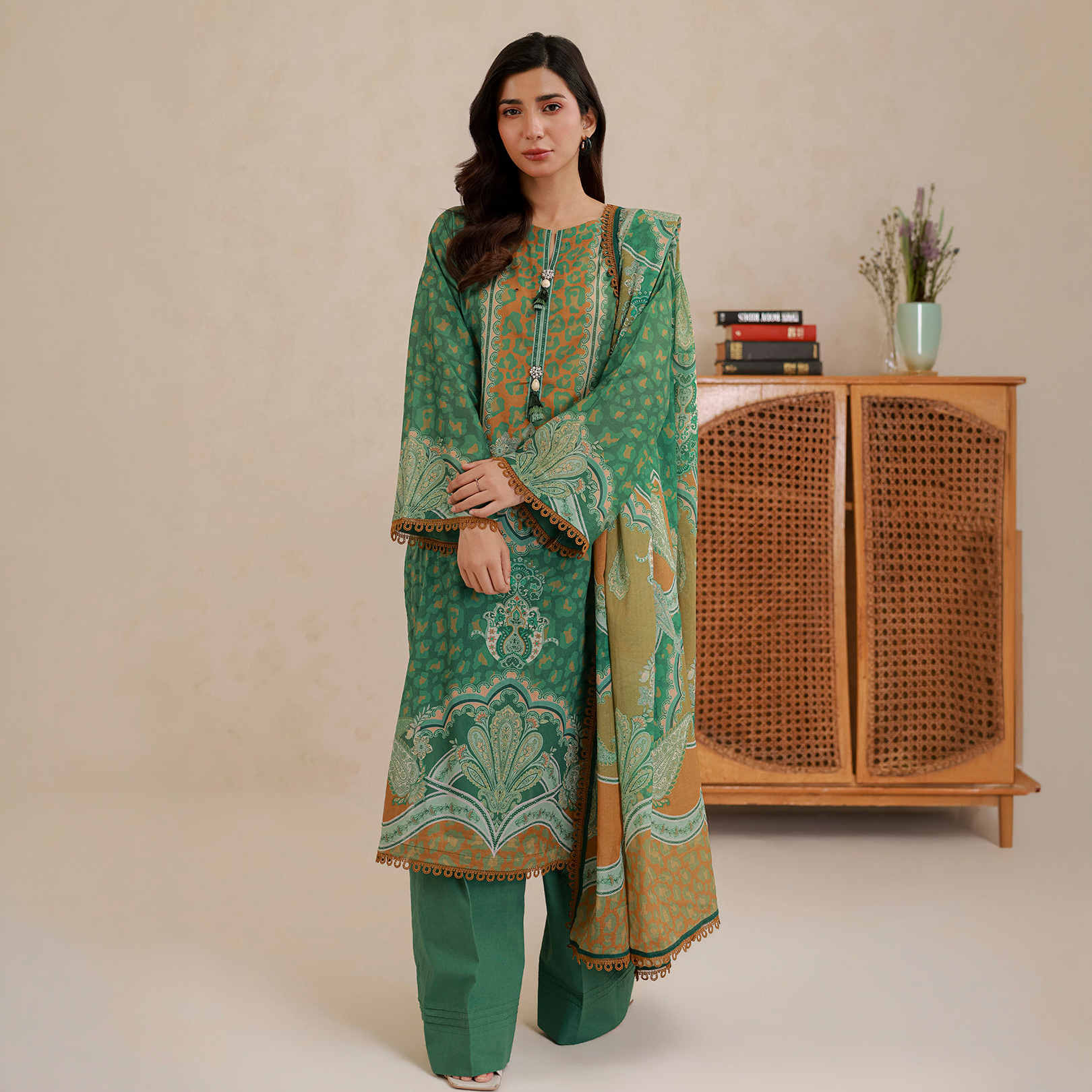 Zellbury Unstitched 3 Piece Lawn Shirt Shalwar Dupatta - 0827 Suit For Women - Cambric Bottom Lawn Dupatta - Essential Unstitched Collection - Unstitched Fabric For Women - Summer - Aug Arrivals