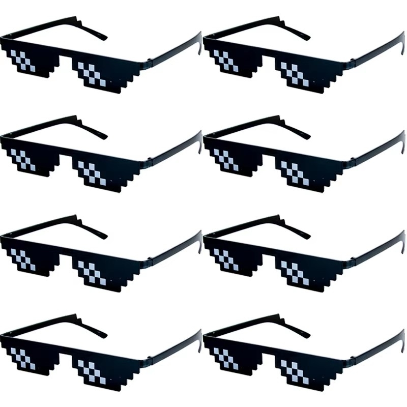 1-8pcs Mosaic Sunglasses Cool Party Vintage Shades Eyewear For Men Pixelated Sunglasses Funny Women Glasses
