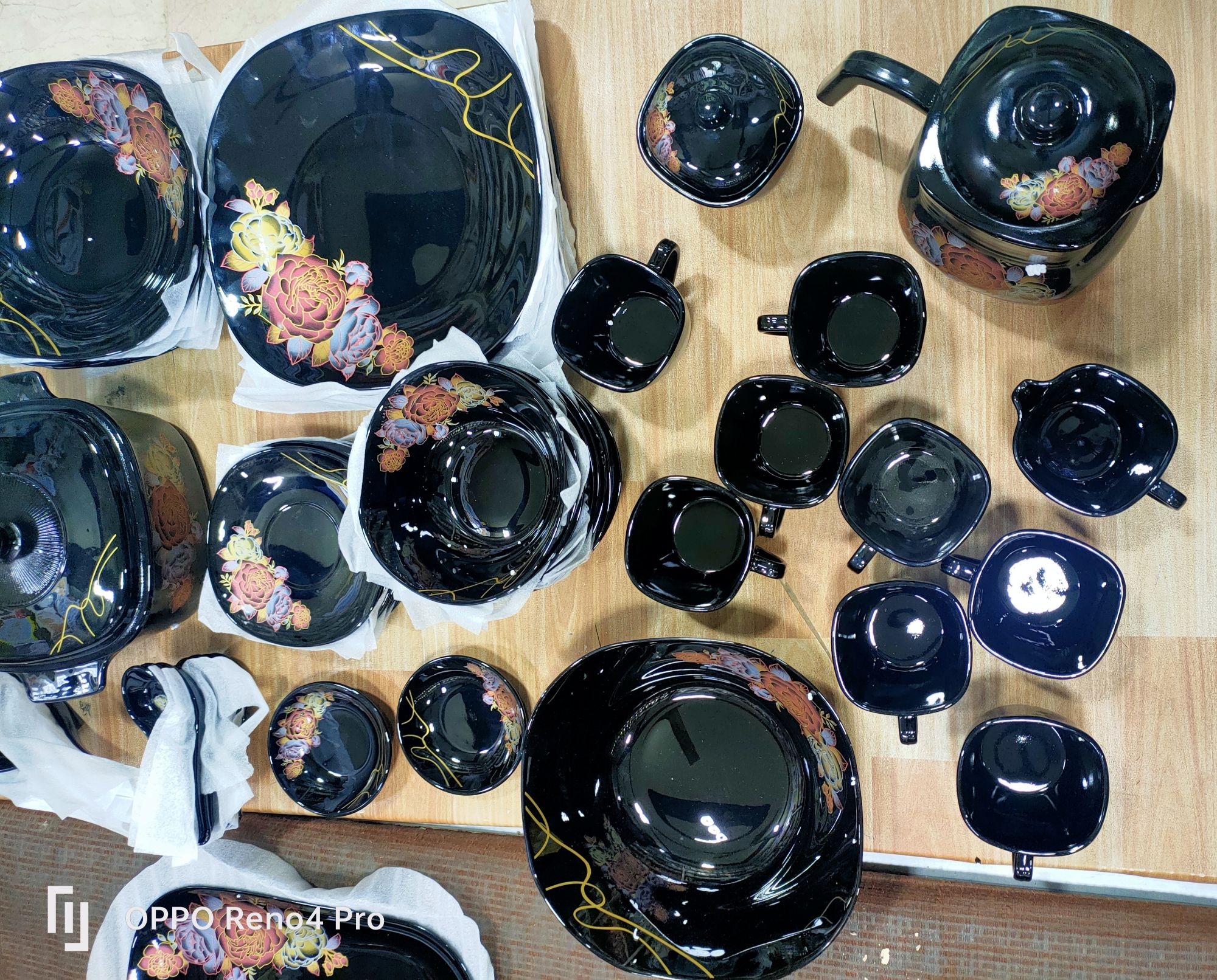 Marble Dinner Set 72 Pcs Gemya Black Square Persons Serving