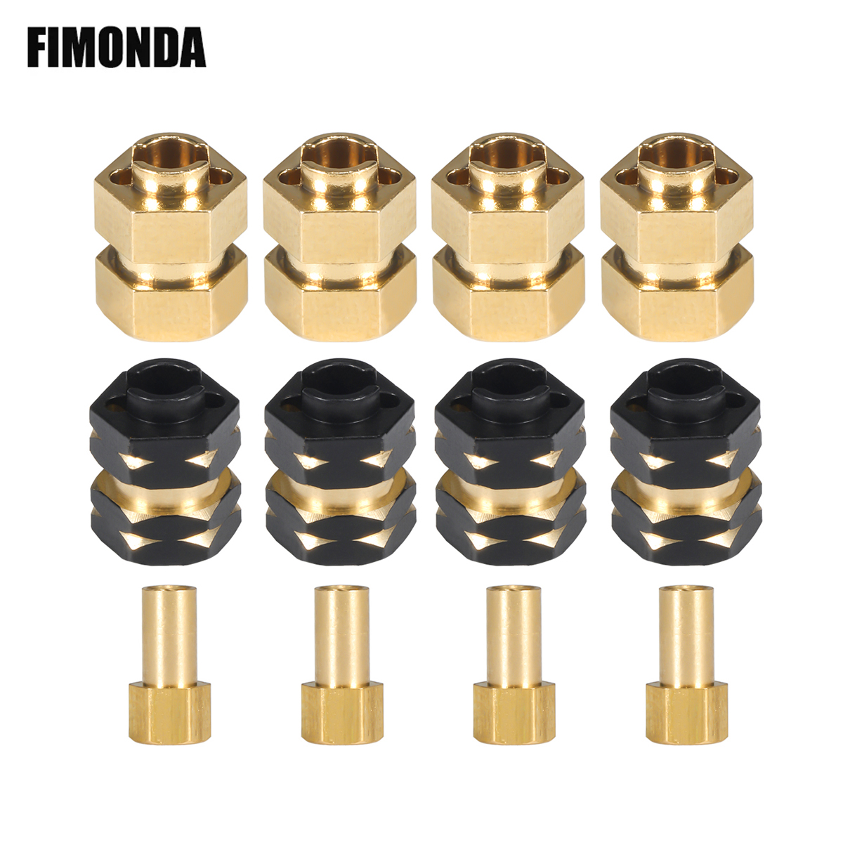4Pcs Brass 7mm Hex Hub Extenders with Nuts 1.0 Wheel Rims Adapter for 1/24 RC Crawler SCX24 Bronco C10 Gladiator AX24 Upgrade
