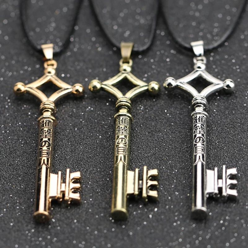 Anime Attack on Titan Necklace Eren Key Shingeki No Kyojin Pendant Vintage Retro Necklace Cosplay Jewelry Accessories 