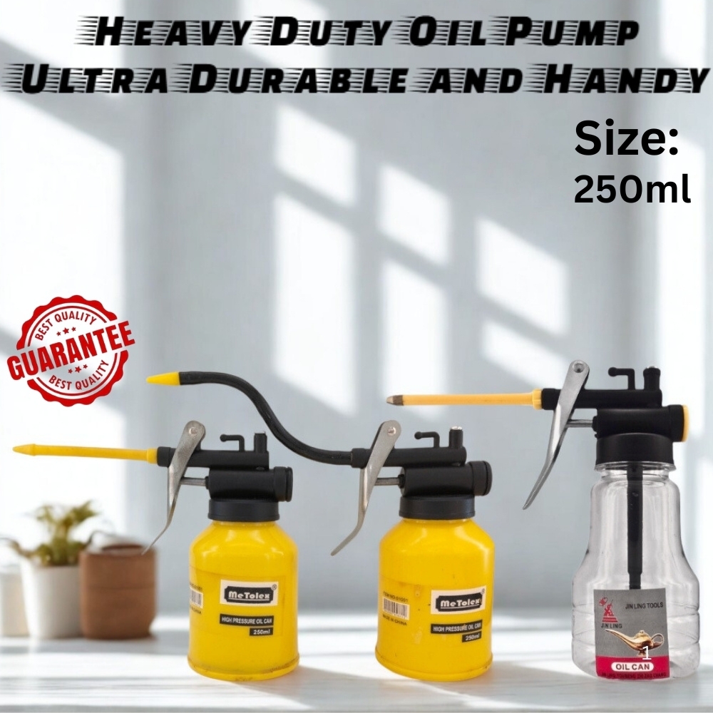 Oil Can High Pressure Oiler Pump 250ml | Transparent and Yellow Plastic Oil Lubricator with 150mm Long Nozzle – Clear Oil Gun Bottle 1–5 Pcs for Machine Lubrication Car Bike Repair Workshop Maintenance DIY Greasing Oil Refilling Mechanical Service