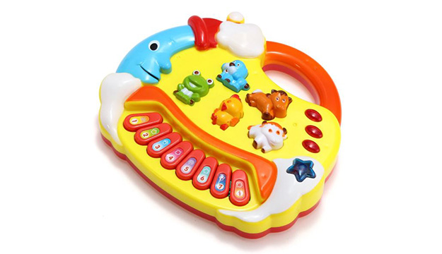 SUPER TOY Plastic Musical Piano Toy with Animal Sound for Kids (Multicolor) (Without Battery)