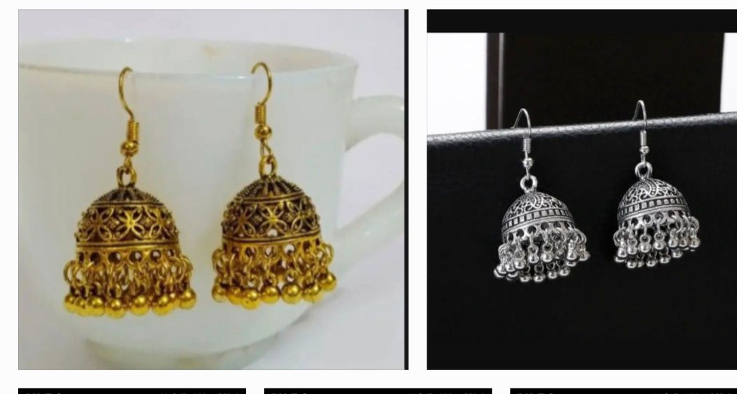 All Season Traditional Elegant Jhumka Earrings for Girls – Gold-Plated Alloy Hanging Earrings with Sparkling Beads