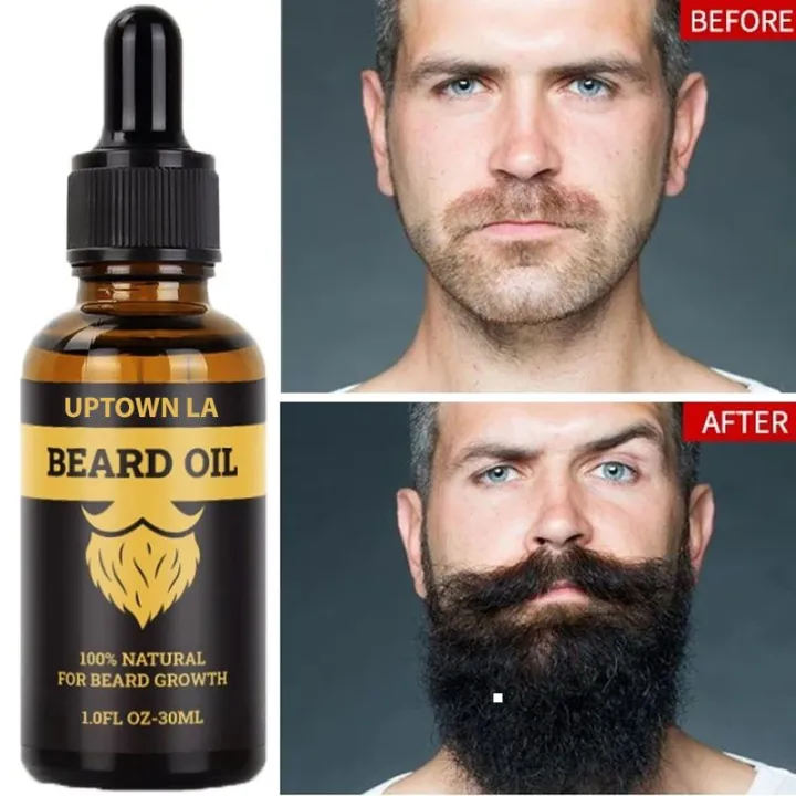 UPTOWN LA Beard Growth Oil for Men | Beard Growth Guaranteed with Argan & Geranium For faster Growth | For Beard Growth | Softness| Shine | Patchy Beard | 30 ML