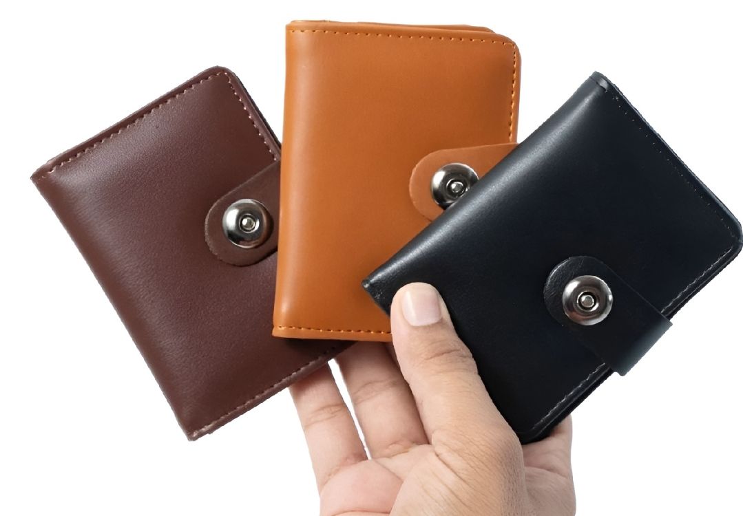 Genuine Leather Slim Bifold Wallet for Men - 5-Card Holder with Magnetic Closure