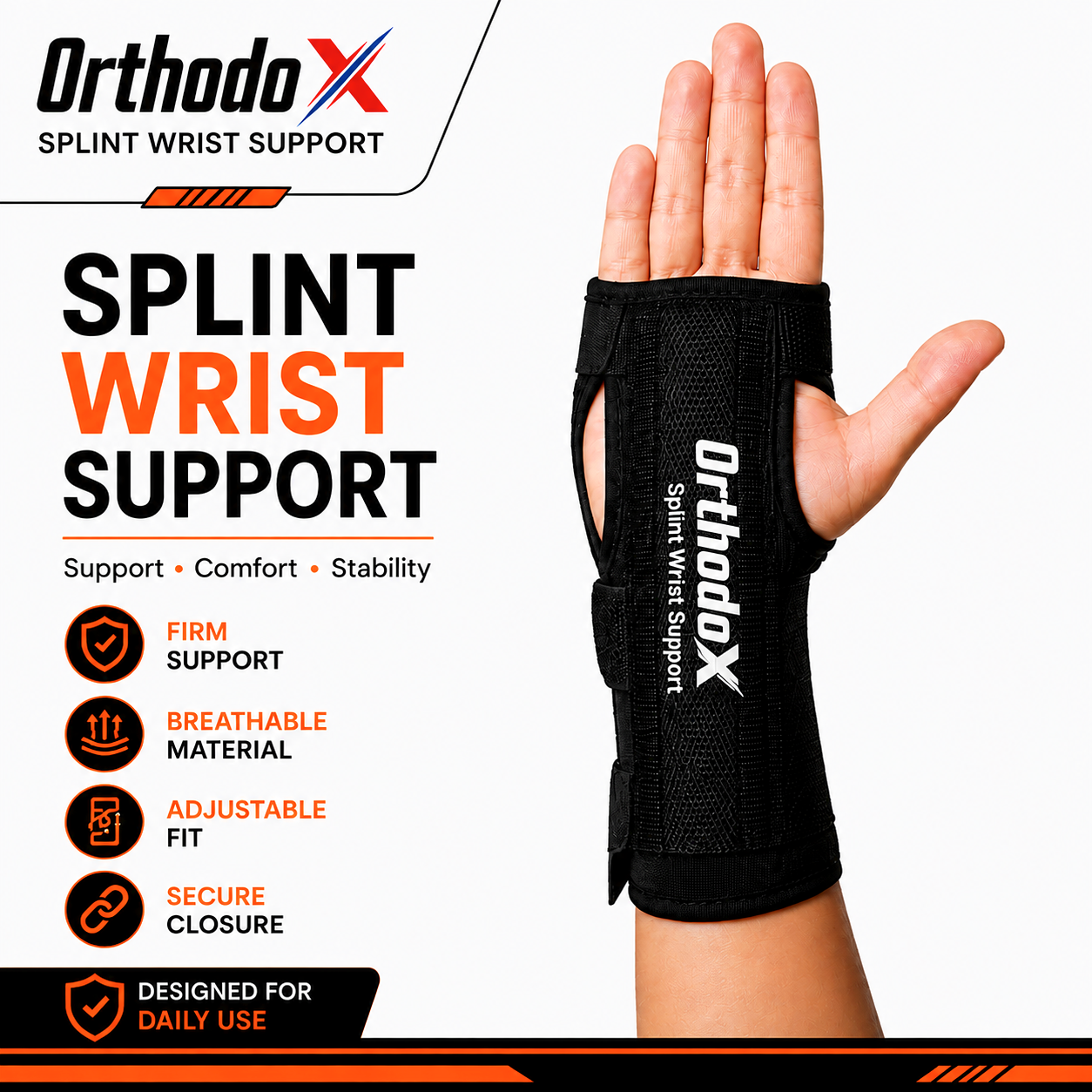 Adjustable Wrist Support Brace with Metal Splint | Wrist Pain Relief | Carpal Tunnel Wrist Stabilizer | Sprain, Tendonitis & Arthritis Hand Support | Left & Right Hand