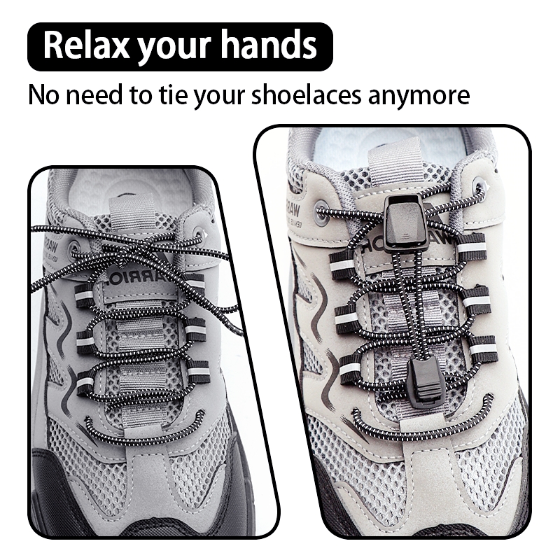 Elastic No Tie Shoelaces with Lock Buckle Stretch Quick Lace System for Sneakers Running Sports Shoes Adults Kids