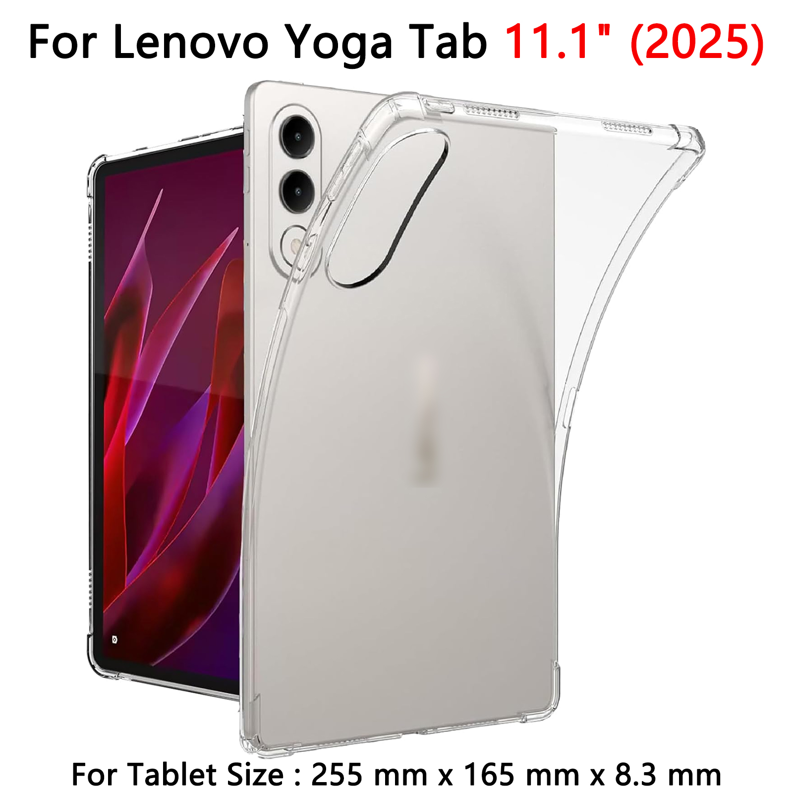Case For  Yoga Tab 11.1" (2025) Clear Soft TPU Slim Lightweight Four Corners Anti-Fall Corner Protection Back Cover Shell
