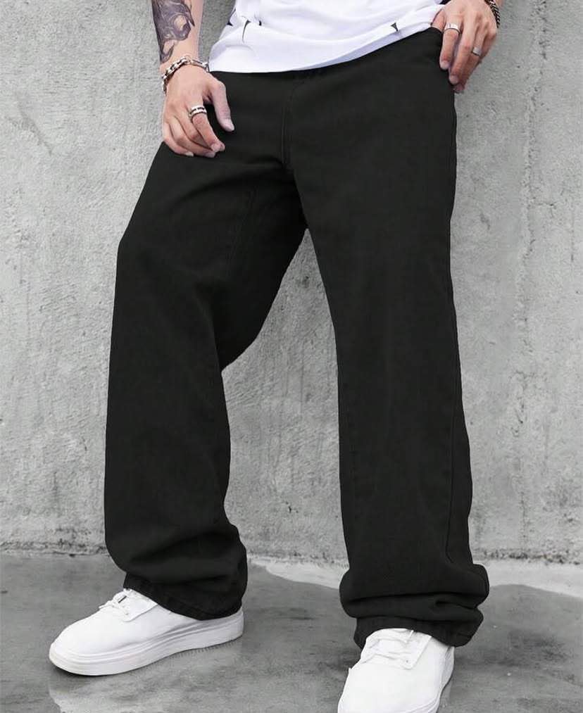 Men’s Black Wide Leg Denim Jeans | Men’s Baggy Jeans | ZRANZIE