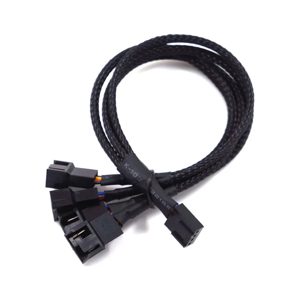 1 to 5 PWM Fan Hub PC CPU Cooling 4PIN Fan Power Cable Hub Adapter Sleeved Case Splitter for Computer Cooler Case Fans