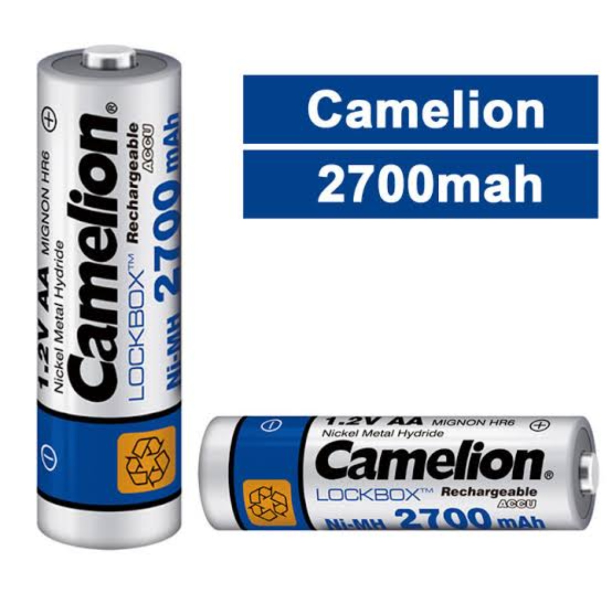 Pack Of 2 - 100% Original Rechargeable Camelion HLOCKBOX Battery AA 2700Mah 2 Cell Pack pre-Charged with Battery Storage Box for high Drain Devices, Toys, shavers, Gaming Controls, Camera Flashlight, Microphones