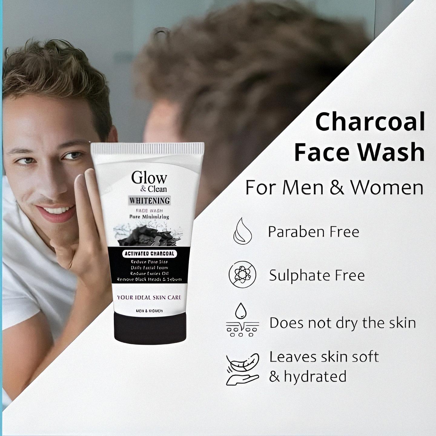 Glow & Clean Whitening Face Wash For Men & Women | Pore Minimizing Facial Foam | Oil Control & Blackhead Removal Face Cleanser