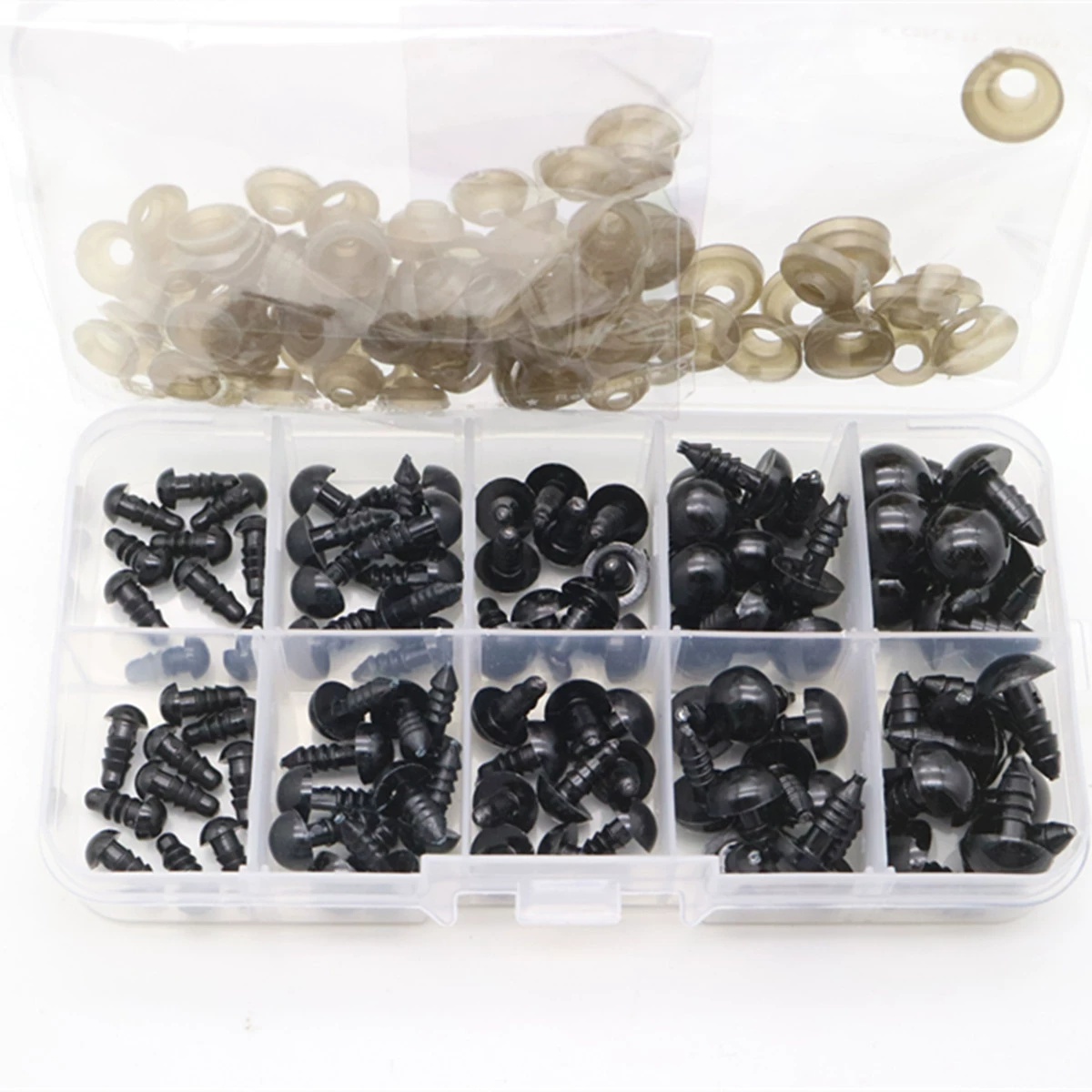 100pcs 6/8/9/10/12mm Plastic Safety Eyes For Toys Diy Mix Size Crochet Animal Eye For Doll Toys Accessories