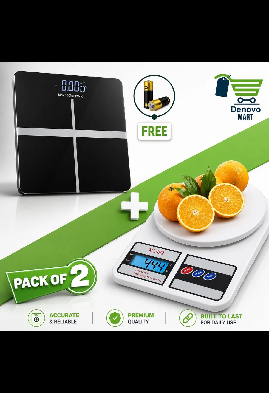DENOVO MART Tempered Glass Electronic Digital Body Weight Scale, Bathroom Scale 180 KG with LCD Display Weight Machine Denovo Mart