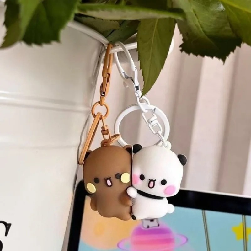 NEWCute Backpack Pendant with Toy Figures Couple Accessories Ideal Fantasy Themed  Cartoon Panda Bubu Dudu Magnetic Keychain